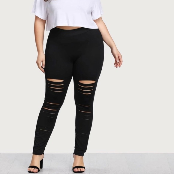 SHEIN Pants - *24 HR SALE* High-Waisted Ladder Ripped Leggings